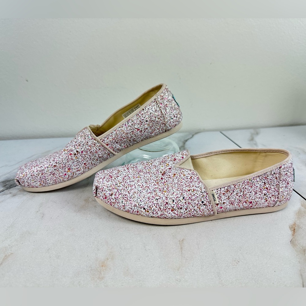NWOT Toms Alpargata Natural Glitter Slip On Shoes Sneakers Flats Loafers, 8.5 - Picture 5 of 13